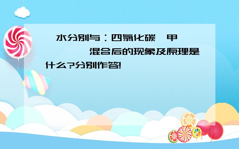 溴水分别与：四氯化碳,甲苯,苯,苯酚混合后的现象及原理是什么?分别作答!