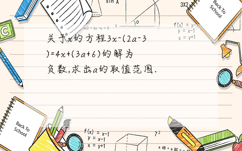 关于x的方程3x-(2a-3)=4x+(3a+6)的解为负数,求出a的取值范围.