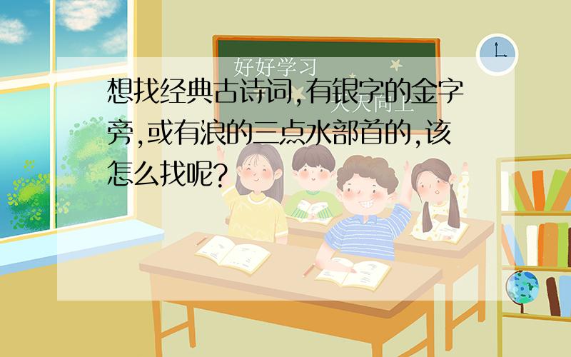 想找经典古诗词,有银字的金字旁,或有浪的三点水部首的,该怎么找呢?