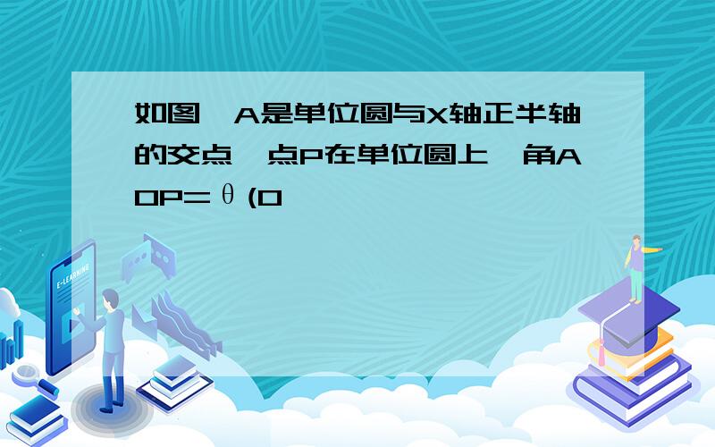 如图,A是单位圆与X轴正半轴的交点,点P在单位圆上,角AOP=θ(0