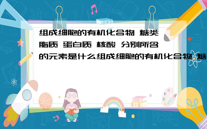 组成细胞的有机化合物 糖类 脂质 蛋白质 核酸 分别所含的元素是什么组成细胞的有机化合物 糖类 脂质 蛋白质 核酸 分别所含的元素是什么?