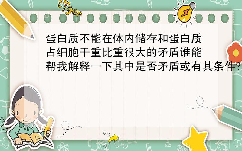 蛋白质不能在体内储存和蛋白质占细胞干重比重很大的矛盾谁能帮我解释一下其中是否矛盾或有其条件?