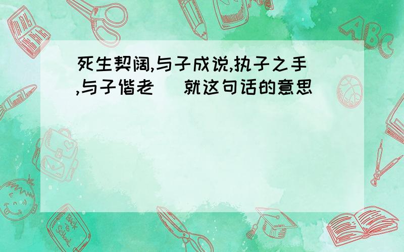 死生契阔,与子成说,执子之手,与子偕老] 就这句话的意思