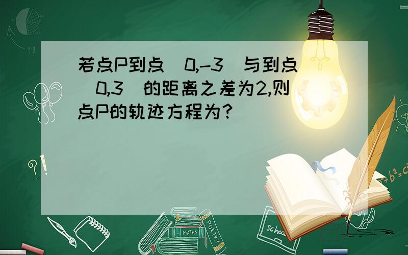 若点P到点(0,-3)与到点(0,3)的距离之差为2,则点P的轨迹方程为?