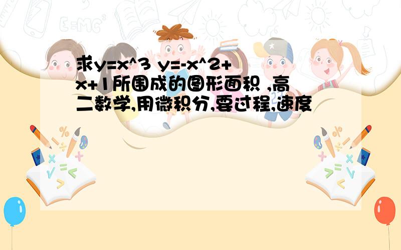 求y=x^3 y=-x^2+x+1所围成的图形面积 ,高二数学,用微积分,要过程,速度