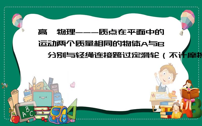 高一物理---质点在平面中的运动两个质量相同的物体A与B,分别与轻绳连接跨过定滑轮（不计摩擦）.当用水平变力F拉物体B沿水平方向向右做匀速直线运动的过程中1.物体A的运动状态2.绳子拉