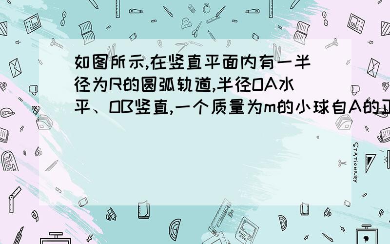 如图所示,在竖直平面内有一半径为R的圆弧轨道,半径OA水平、OB竖直,一个质量为m的小球自A的正上方P点由静止开始自由下落,小球沿轨道到达最高点B时恰好对轨道没有压力.已知AP=2R,重力加速