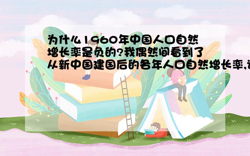 为什么1960年中国人口自然增长率是负的?我偶然间看到了从新中国建国后的各年人口自然增长率,诧异的发现 1960年的增长率是负的,成了—5%,请问这是为什么?1960年中国又没有打仗.