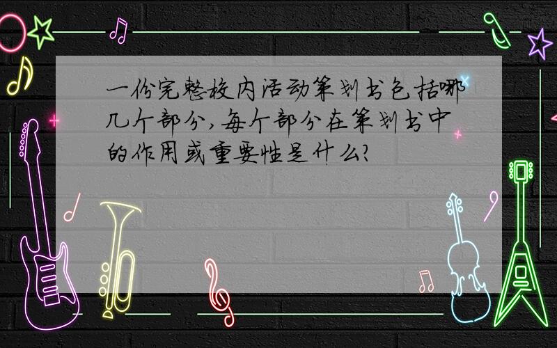 一份完整校内活动策划书包括哪几个部分,每个部分在策划书中的作用或重要性是什么?