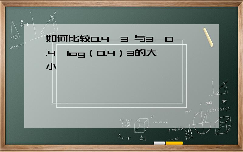 如何比较0.4^3 与3^0.4、log（0.4）3的大小