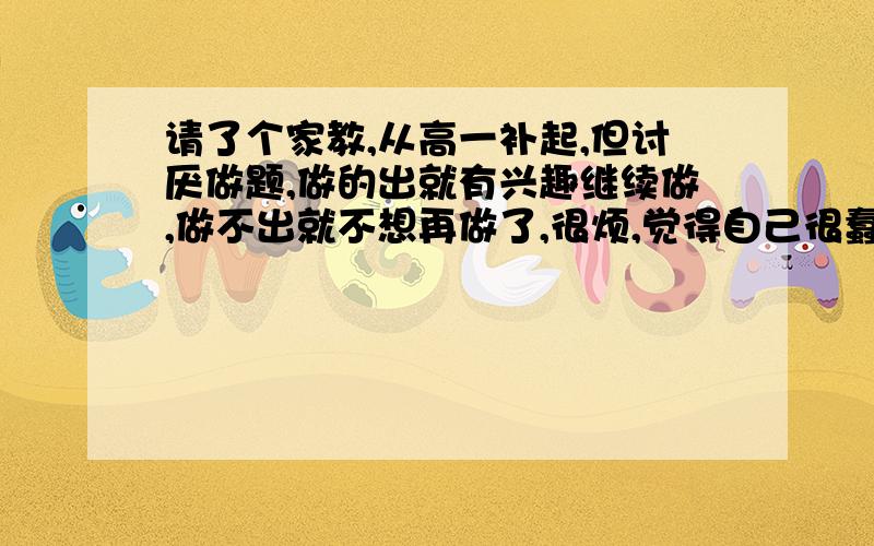 请了个家教,从高一补起,但讨厌做题,做的出就有兴趣继续做,做不出就不想再做了,很烦,觉得自己很蠢很笨.怎么办?现在高二了,文科的