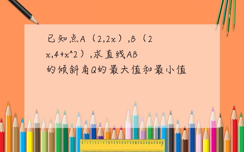 已知点A（2,2x）,B（2x,4+x^2）,求直线AB的倾斜角Q的最大值和最小值