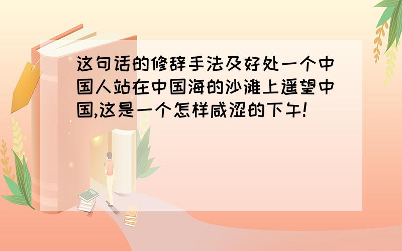 这句话的修辞手法及好处一个中国人站在中国海的沙滩上遥望中国,这是一个怎样咸涩的下午!