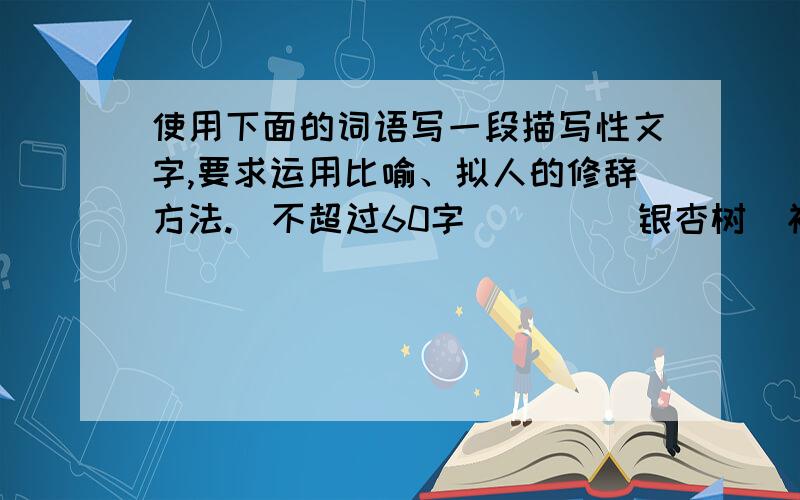 使用下面的词语写一段描写性文字,要求运用比喻、拟人的修辞方法.（不超过60字）       银杏树  初冬    疾风骤雨    凋零