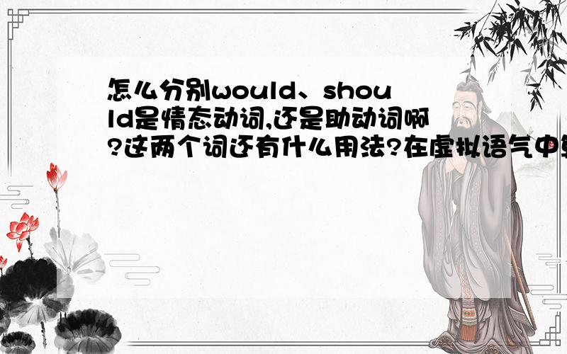 怎么分别would、should是情态动词,还是助动词啊?这两个词还有什么用法?在虚拟语气中算什么词?