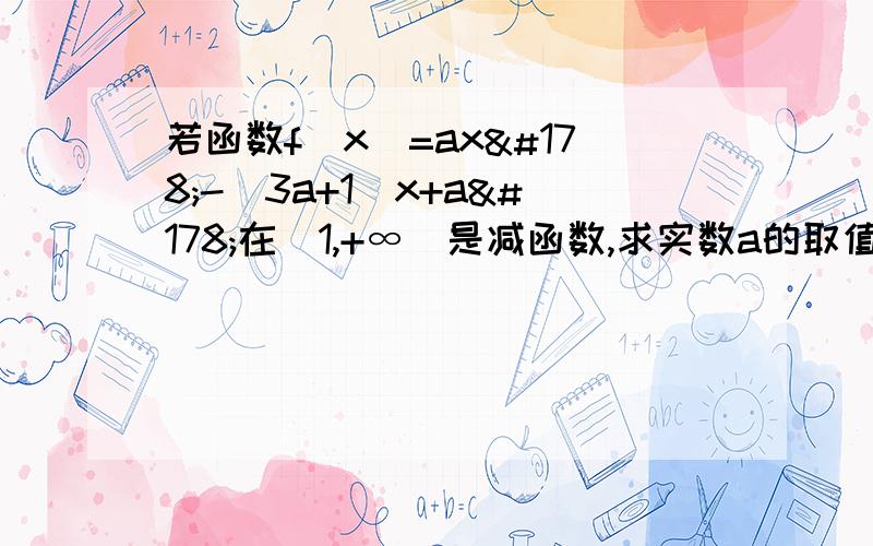 若函数f(x)=ax²-(3a+1)x+a²在[1,+∞)是减函数,求实数a的取值范围,这个必须有啊