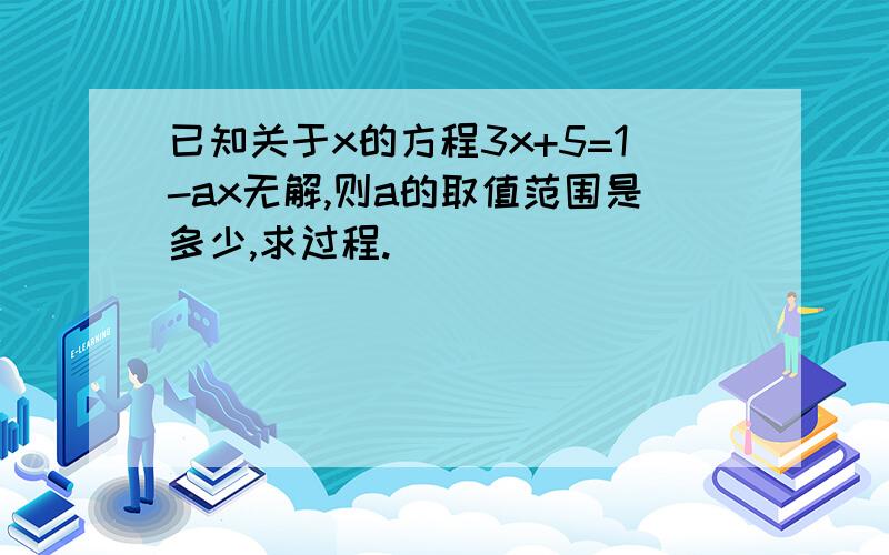 已知关于x的方程3x+5=1-ax无解,则a的取值范围是多少,求过程.