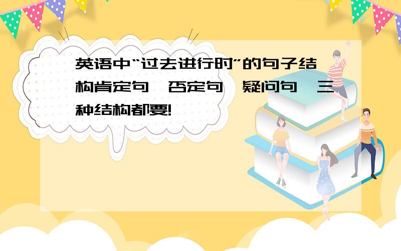 英语中“过去进行时”的句子结构肯定句、否定句、疑问句,三种结构都要!