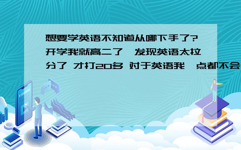 想要学英语不知道从哪下手了?开学我就高二了,发现英语太拉分了 才打20多 对于英语我一点都不会 只会读而已 现在想用假期时间好好学学 可我有不知道从哪学起 单词都不认识 做题根本就