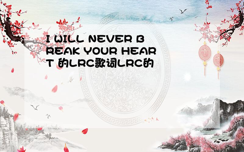 I WILL NEVER BREAK YOUR HEART 的LRC歌词LRC的