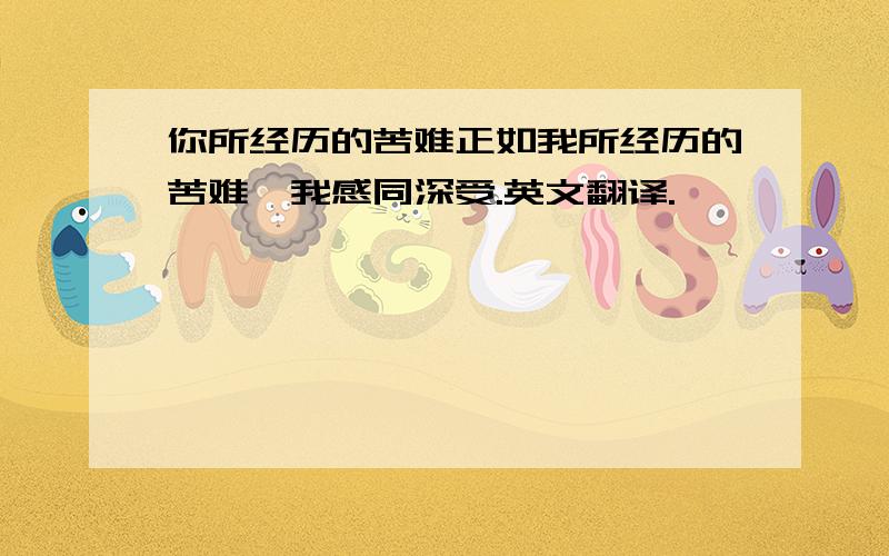 你所经历的苦难正如我所经历的苦难,我感同深受.英文翻译.