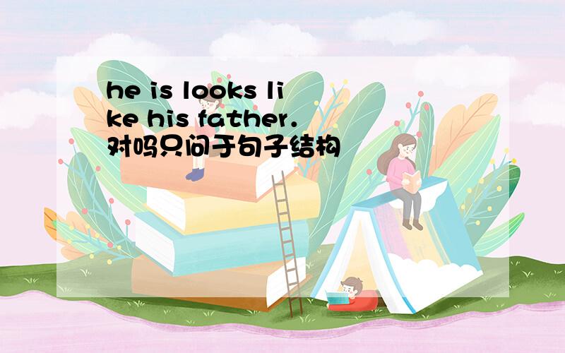 he is looks like his father．对吗只问于句子结构