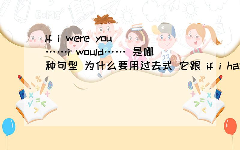 if i were you ……i would…… 是哪种句型 为什么要用过去式 它跟 if i have time ,i will……有什么区别还有 what would you do 为什么要用过去式?最好以上两种句型的区别也说一下 不好意思 虚拟语气 表