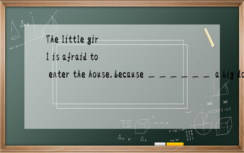 The little girl is afraid to enter the house,because ______ a big dog at the gate.A lies there B lays there C there lies D there lays