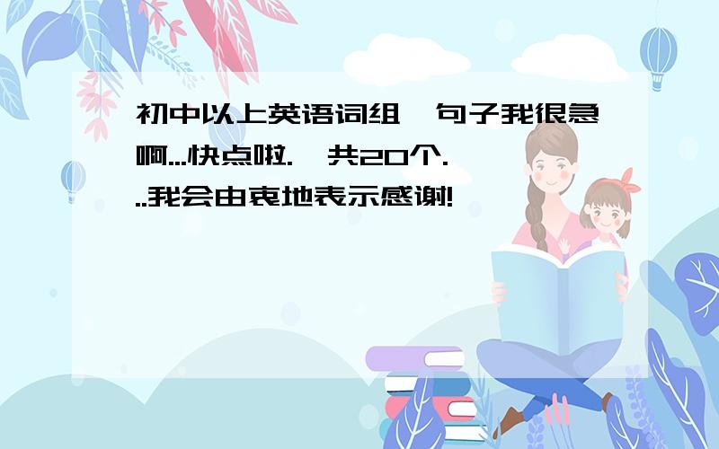 初中以上英语词组、句子我很急啊...快点啦.一共20个...我会由衷地表示感谢!