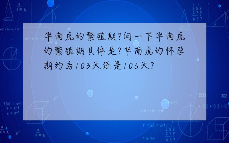 华南虎的繁殖期?问一下华南虎的繁殖期具体是?华南虎的怀孕期约为103天还是105天?