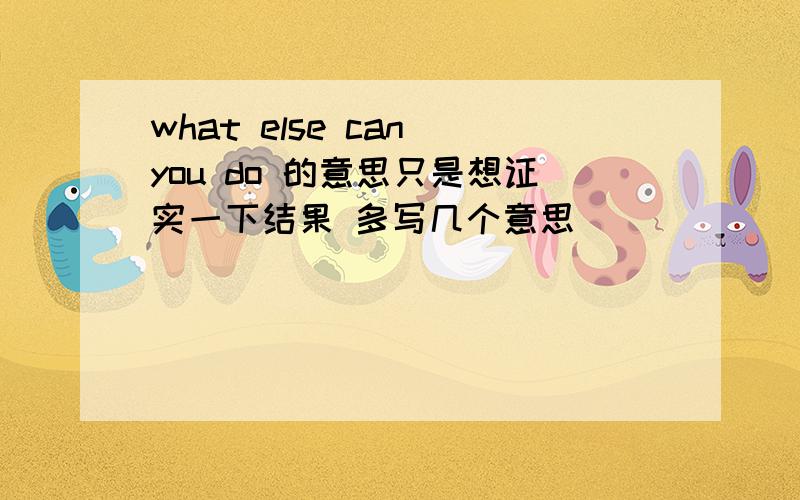 what else can you do 的意思只是想证实一下结果 多写几个意思