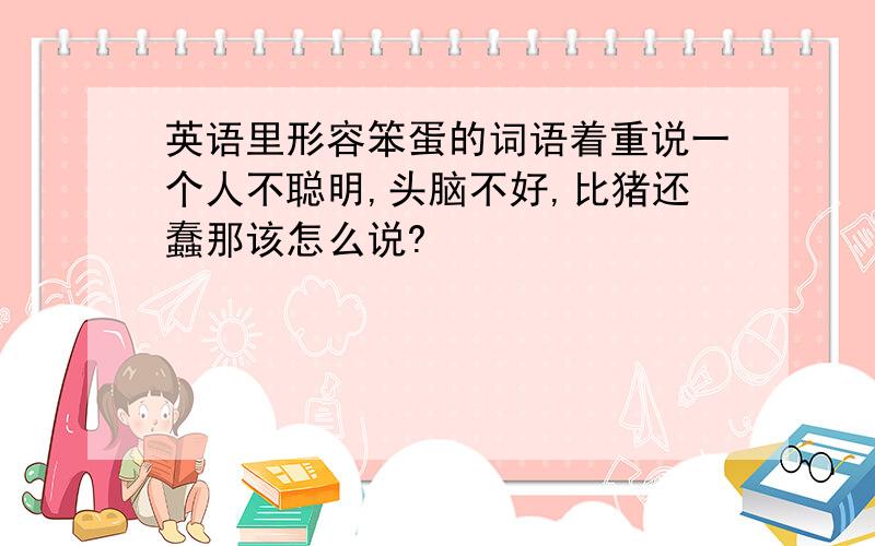 英语里形容笨蛋的词语着重说一个人不聪明,头脑不好,比猪还蠢那该怎么说?