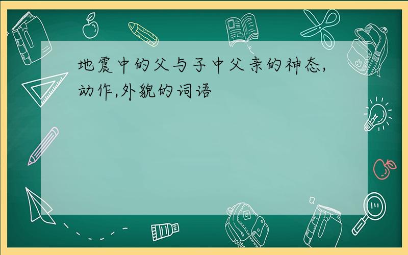 地震中的父与子中父亲的神态,动作,外貌的词语