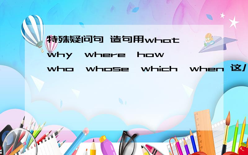 特殊疑问句 造句用what、why、where、how、who、whose、which、when 这八个疑问词个造两个句子