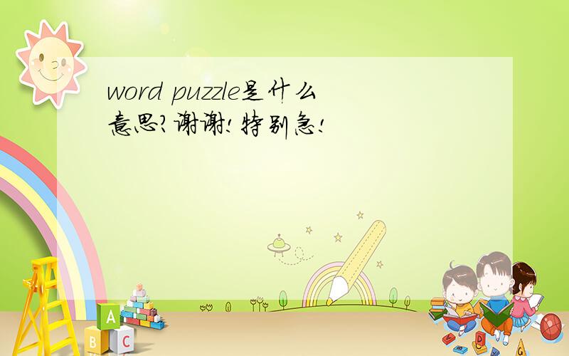 word puzzle是什么意思?谢谢!特别急!