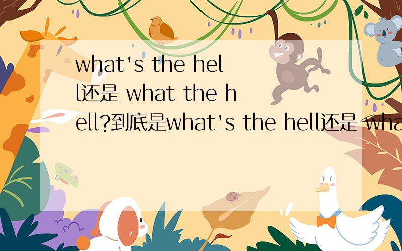 what's the hell还是 what the hell?到底是what's the hell还是 what the hell哦?、 他们什么区别哦?麻烦看清楚我的问题 请不要只回答一个