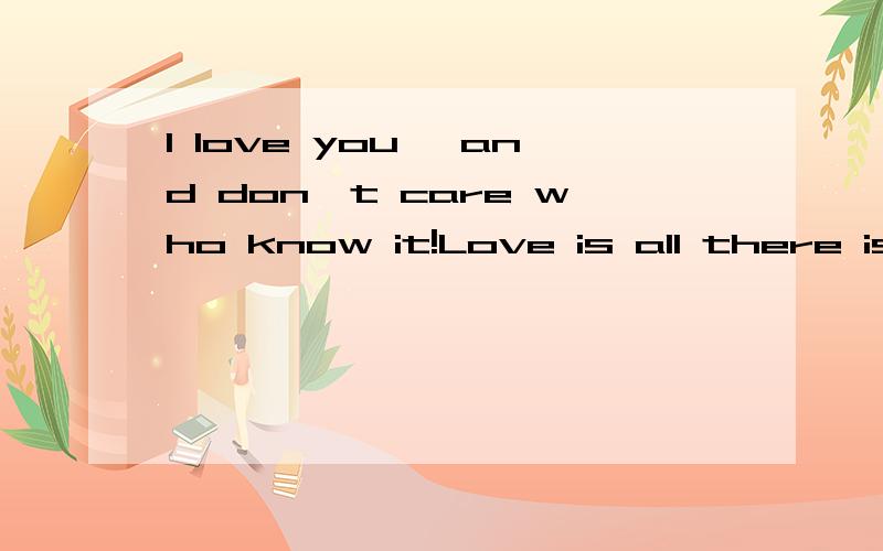 I love you ,and don`t care who know it!Love is all there is!这句话的中文是什么意思