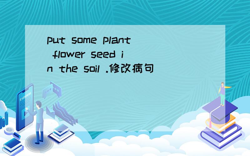 put some plant flower seed in the soil .修改病句