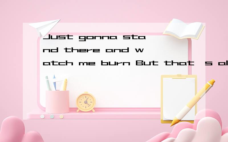 Just gonna stand there and watch me burn But that's alright because I like the way it hurts .的中