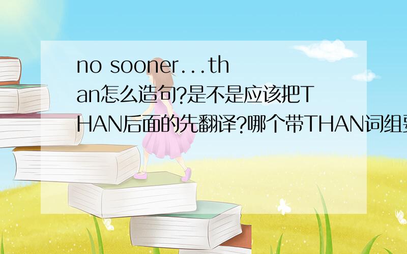 no sooner...than怎么造句?是不是应该把THAN后面的先翻译?哪个带THAN词组要先译后面的?