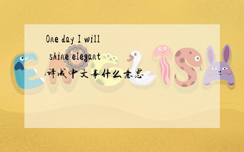 One day I will shine elegant译成中文事什么意思
