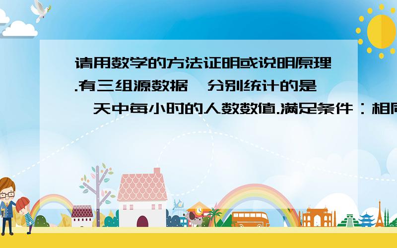 请用数学的方法证明或说明原理.有三组源数据,分别统计的是一天中每小时的人数数值.满足条件：相同时刻1组人数+2组人数+3组人数=总人数.我现在要统计一月中的1最大、2最大、3最大和总最