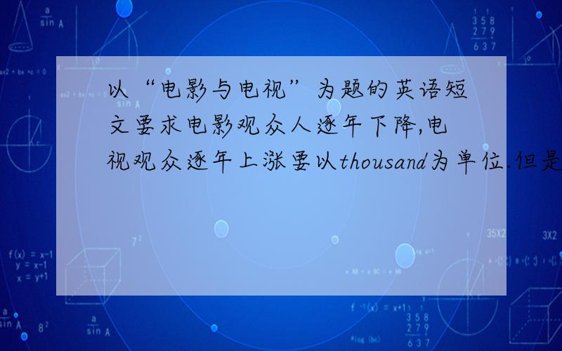 以“电影与电视”为题的英语短文要求电影观众人逐年下降,电视观众逐年上涨要以thousand为单位.但是还有人看喜欢电影.100词