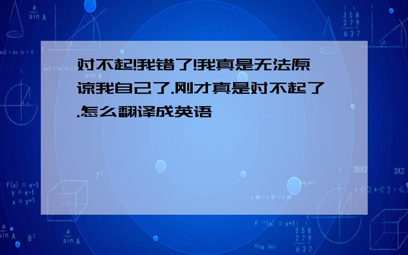 对不起!我错了!我真是无法原谅我自己了.刚才真是对不起了.怎么翻译成英语