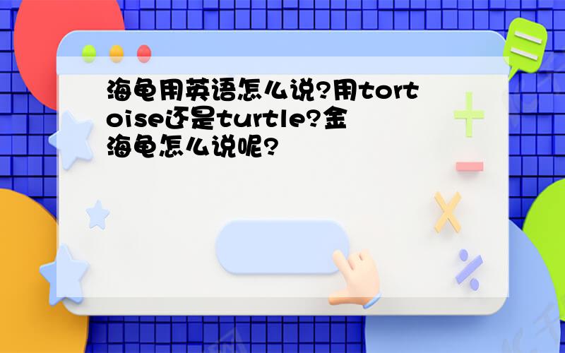 海龟用英语怎么说?用tortoise还是turtle?金海龟怎么说呢?