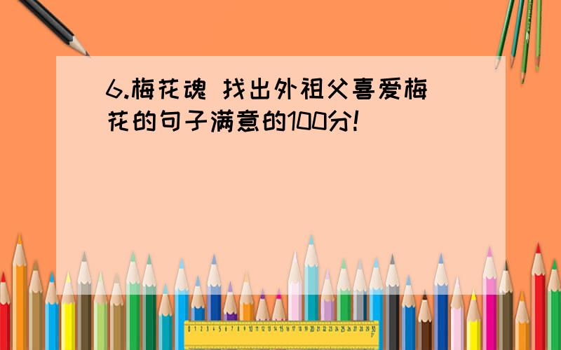 6.梅花魂 找出外祖父喜爱梅花的句子满意的100分!