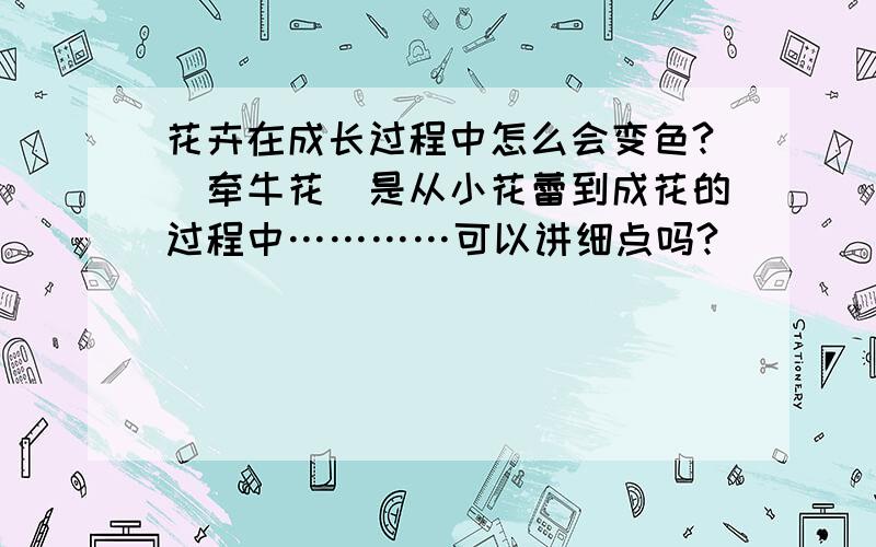 花卉在成长过程中怎么会变色?（牵牛花）是从小花蕾到成花的过程中…………可以讲细点吗?