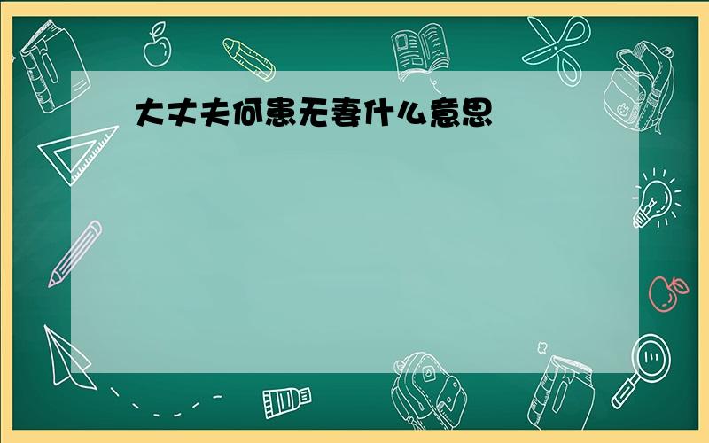 大丈夫何患无妻什么意思