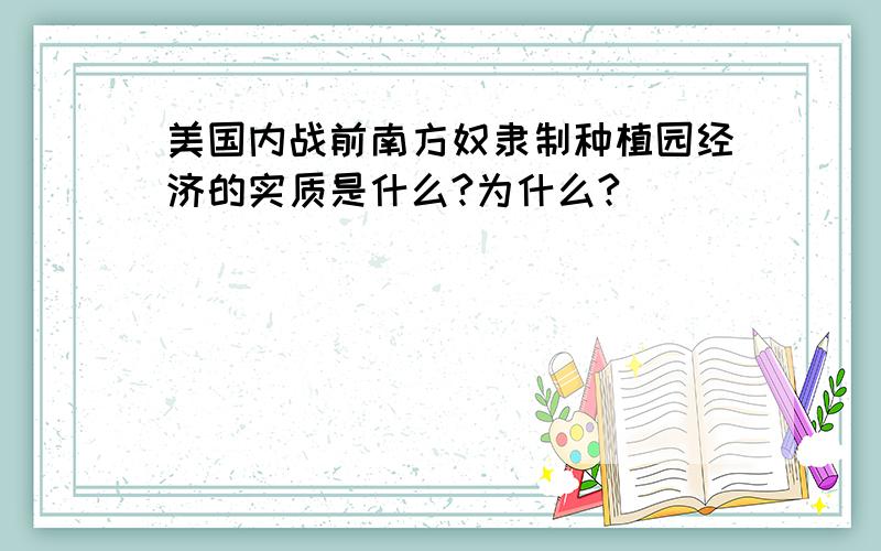 美国内战前南方奴隶制种植园经济的实质是什么?为什么?