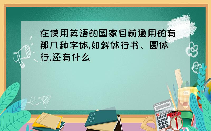 在使用英语的国家目前通用的有那几种字体,如斜体行书、圆体行.还有什么